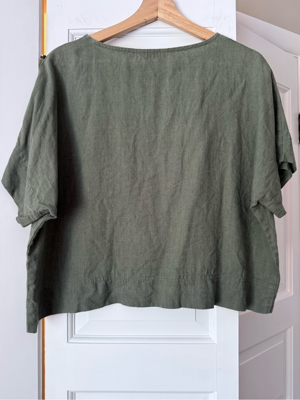 LinenFox Green 100% Linen Boxy Crop Top S/M - Picture 3 of 3